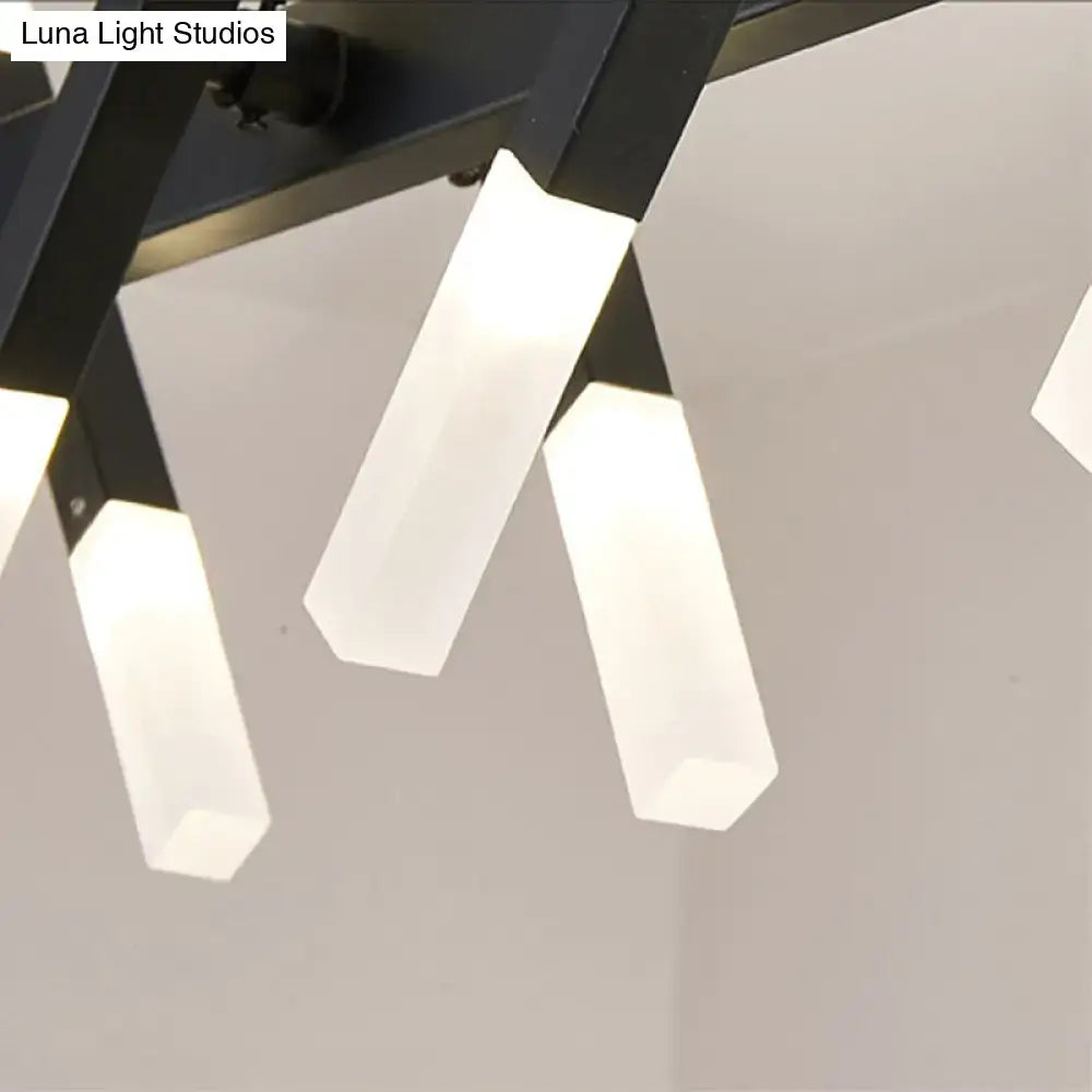 Modern acrylic tube island pendant light black & white dining room