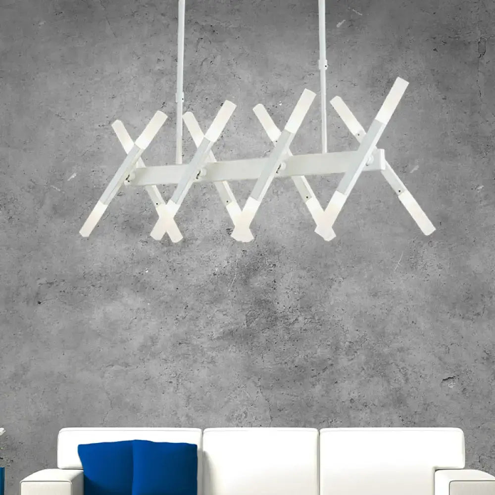 Modern acrylic tube island pendant light black & white dining room