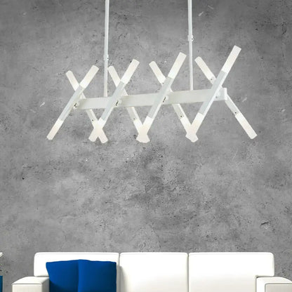 Modern acrylic tube island pendant light black & white dining room