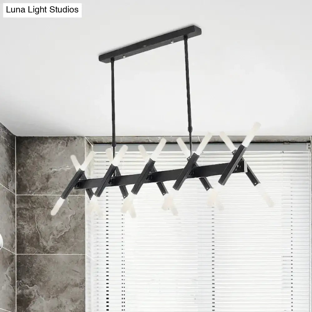 Modern acrylic tube island pendant light black & white dining room
