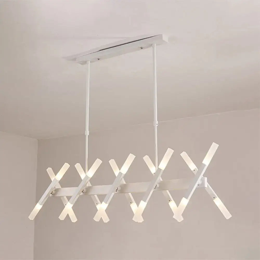 Modern acrylic tube island pendant light black & white dining room