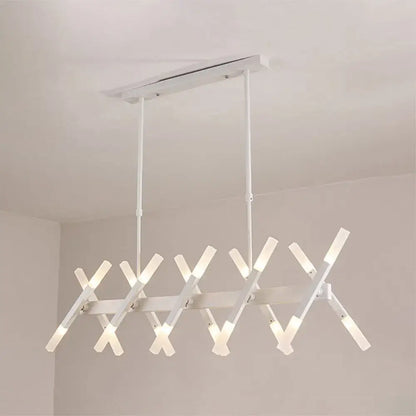 Modern acrylic tube island pendant light black & white dining room