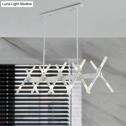 Modern acrylic tube island pendant light black & white dining room