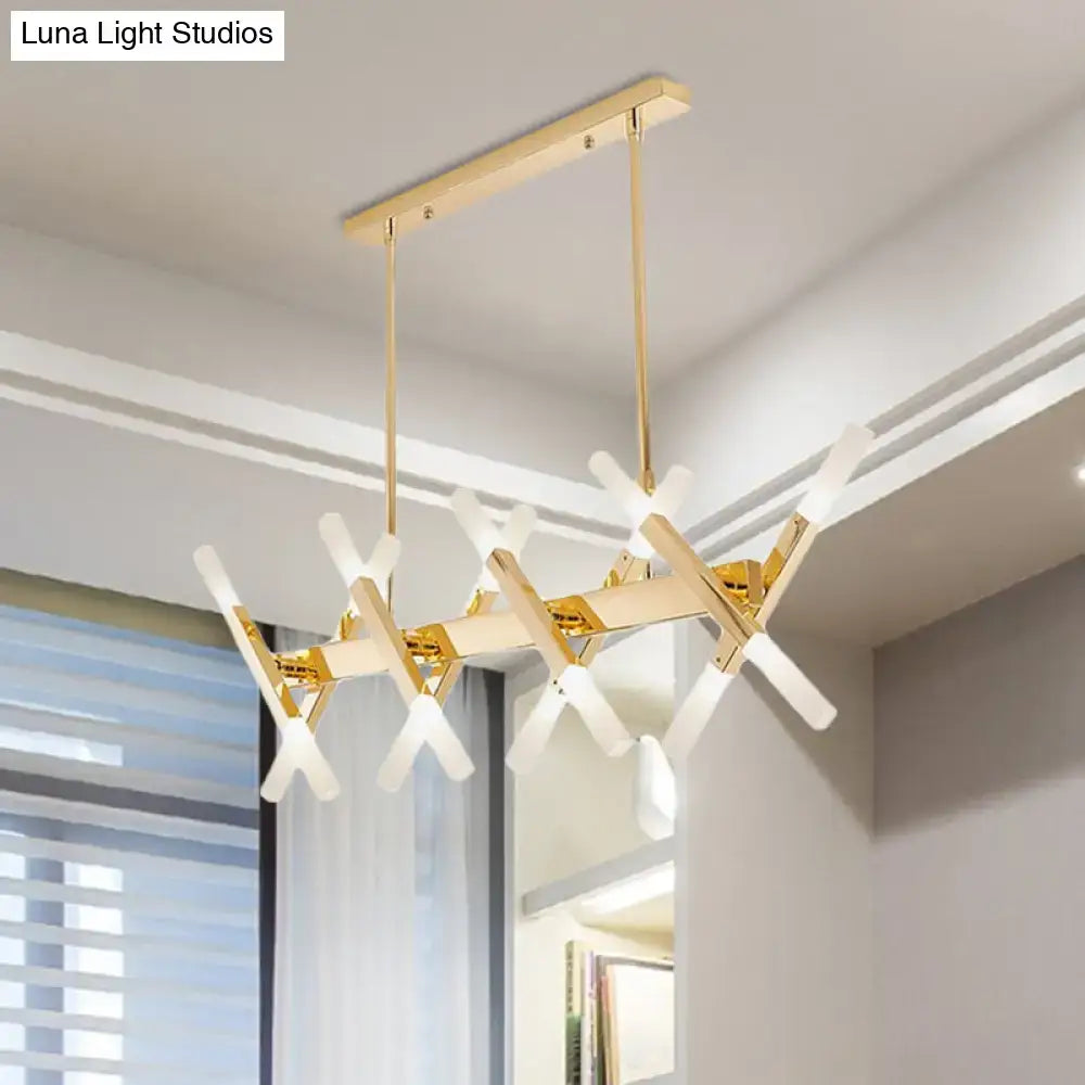 Modern acrylic tube island pendant light black & white dining room