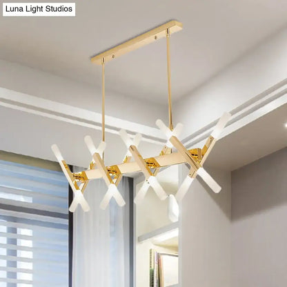 Modern acrylic tube island pendant light black & white dining room