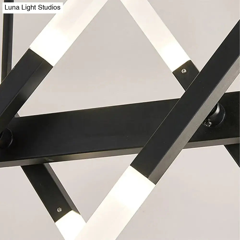 Modern acrylic tube island pendant light black & white dining room