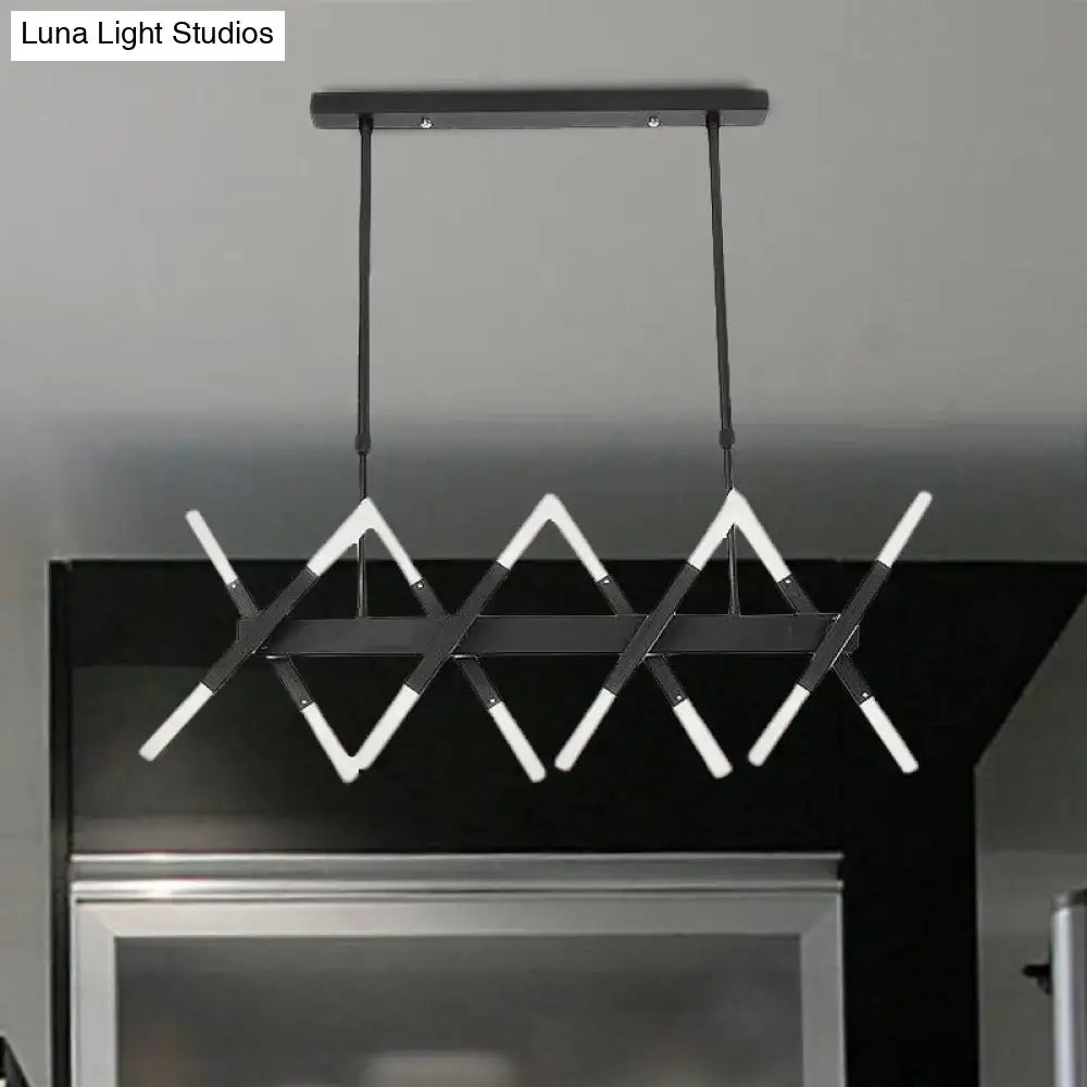 Modern acrylic tube island pendant light black & white dining room
