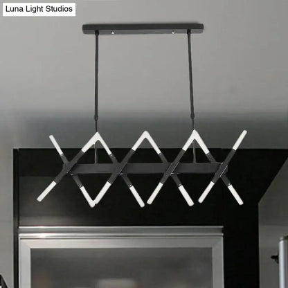 Modern acrylic tube island pendant light black & white dining room