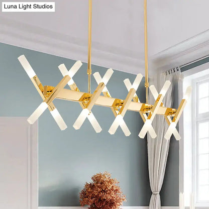 Modern acrylic tube island pendant light black & white dining room