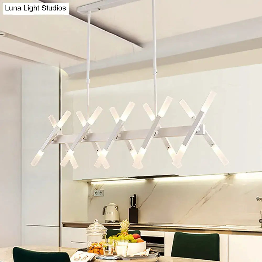 Modern acrylic tube island pendant light black & white dining room
