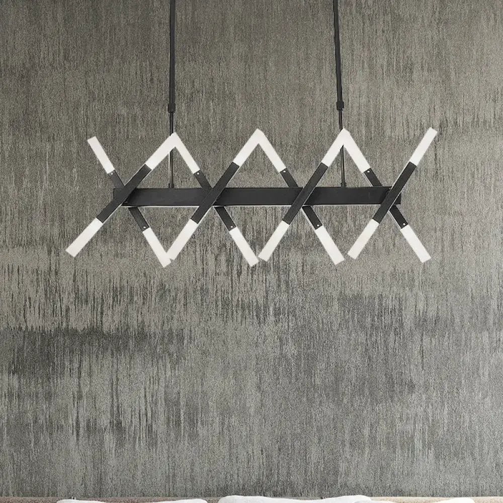 Modern acrylic tube island pendant light black & white dining room