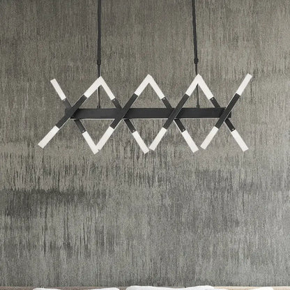 Modern acrylic tube island pendant light black & white dining room