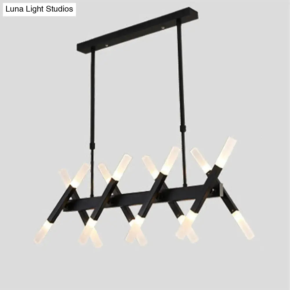 Modern acrylic tube island pendant light black & white dining room