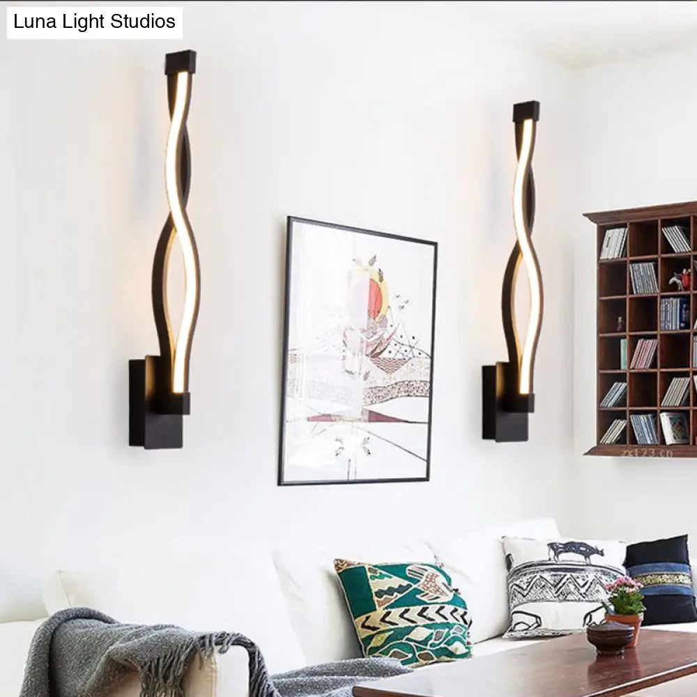 DecorBites™ Modern Acrylic Twist Wall Light Sconce in Black/White - Neutral/Warm/White Light