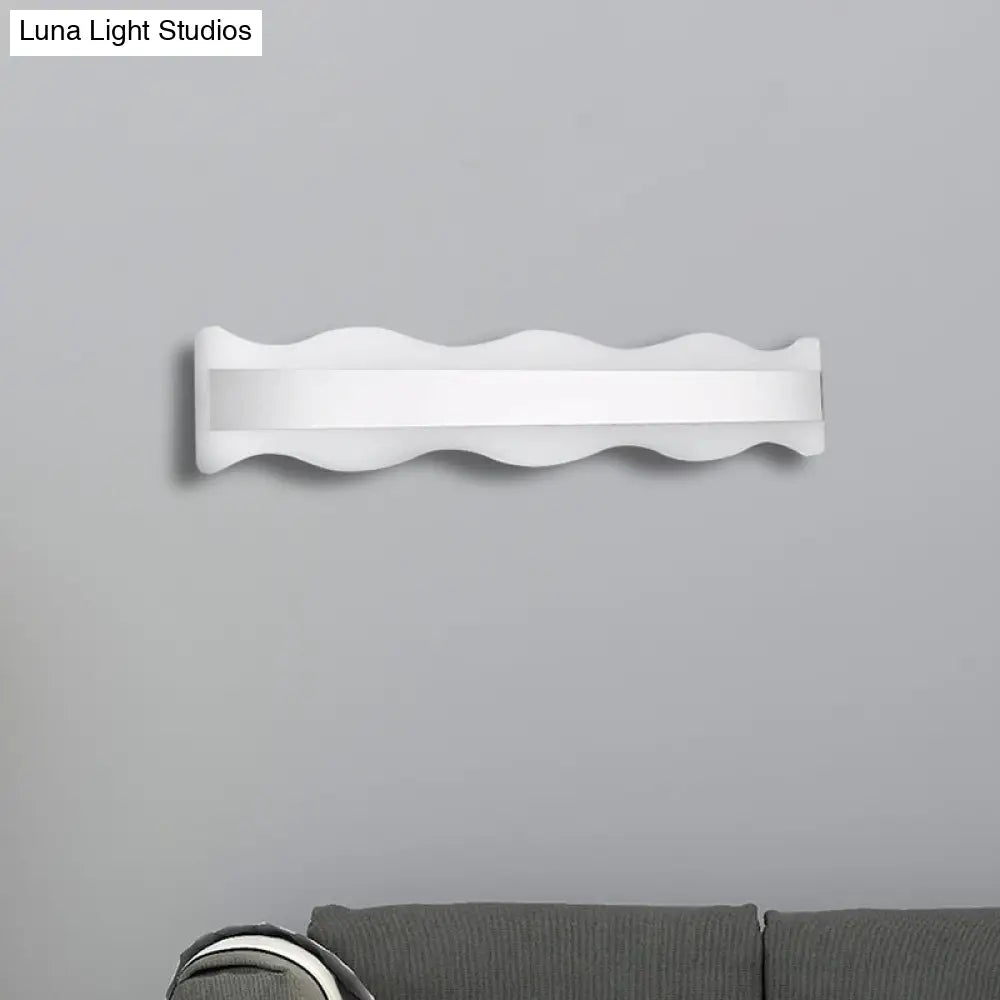 DecorBites™ Modern Acrylic Wave Vanity Lighting - LED 16"/20" Wide White Sconce Light Fixture - White/Warm Light