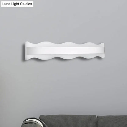DecorBites™ Modern Acrylic Wave Vanity Lighting - LED 16"/20" Wide White Sconce Light Fixture - White/Warm Light