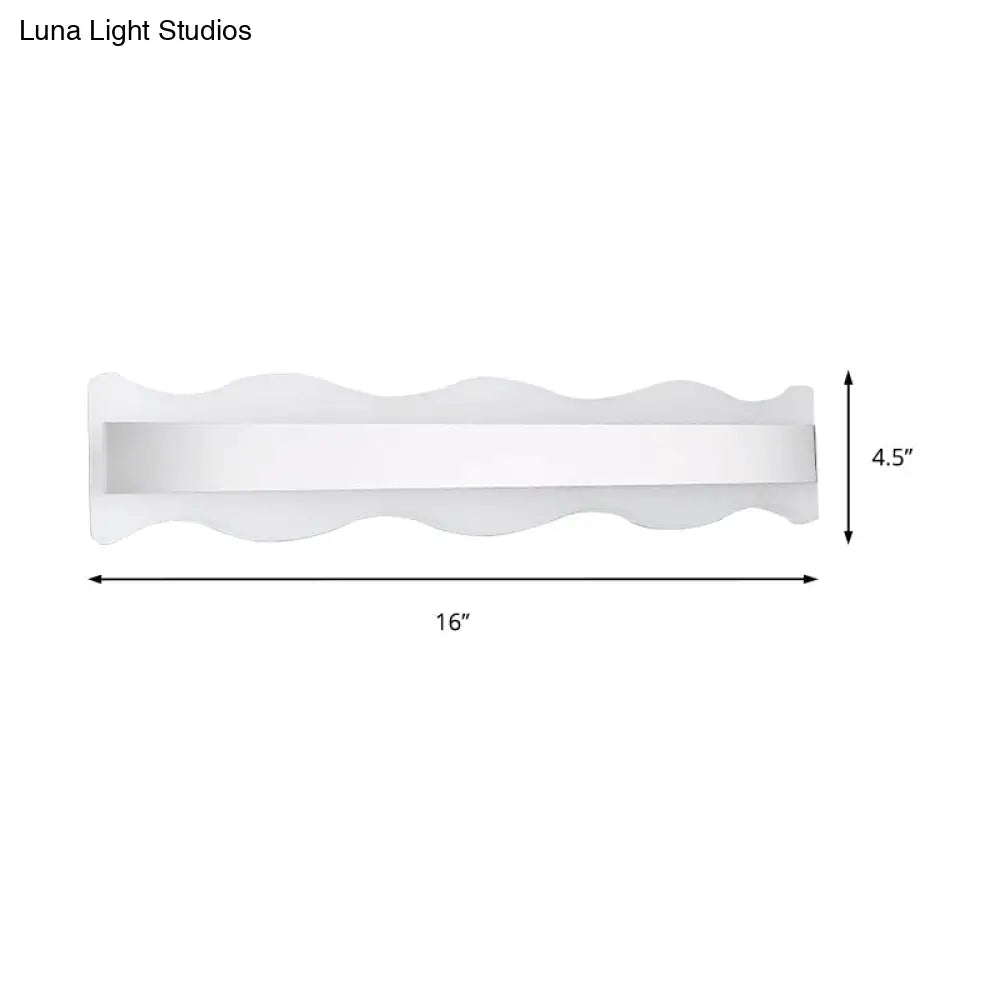 DecorBites™ Modern Acrylic Wave Vanity Lighting - LED 16"/20" Wide White Sconce Light Fixture - White/Warm Light