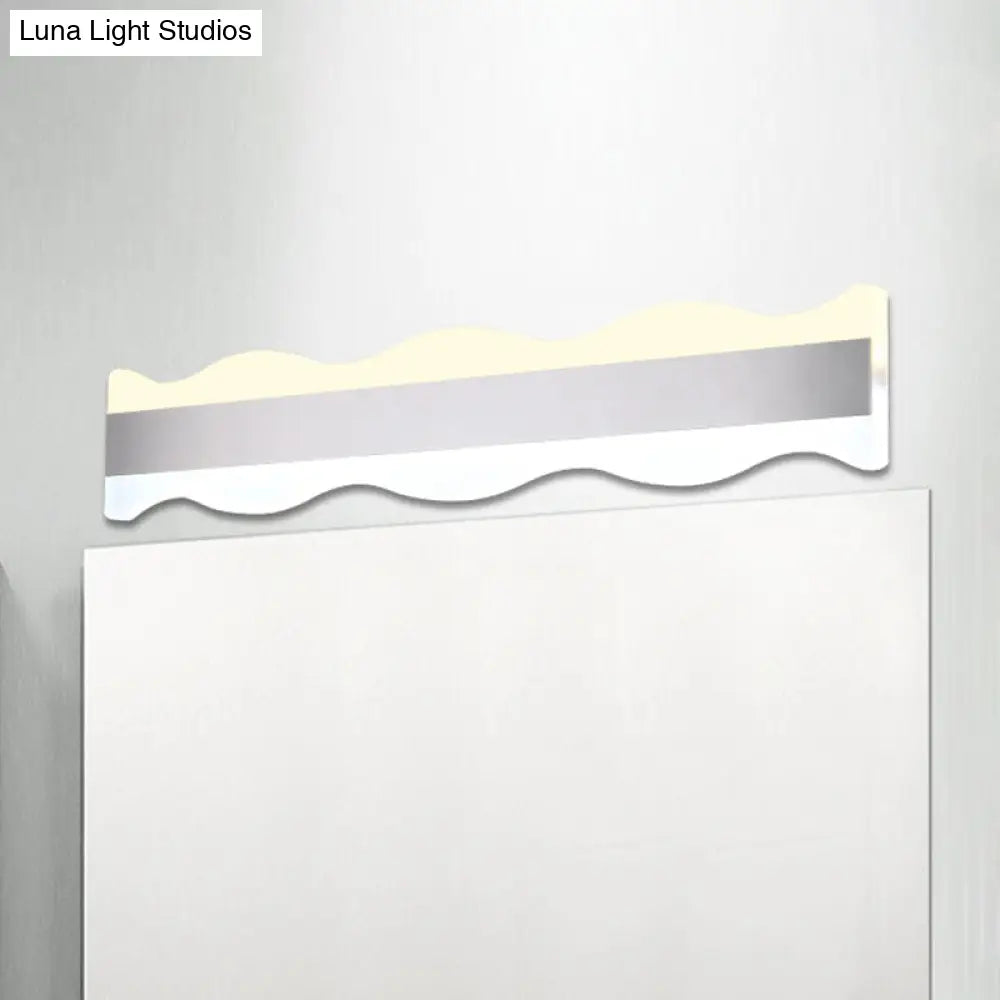 DecorBites™ Modern Acrylic Wave Vanity Lighting - LED 16"/20" Wide White Sconce Light Fixture - White/Warm Light