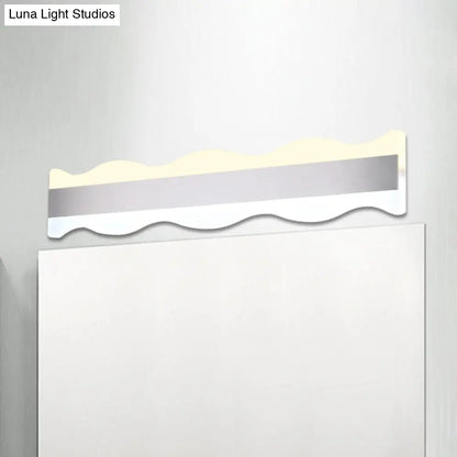 DecorBites™ Modern Acrylic Wave Vanity Lighting - LED 16"/20" Wide White Sconce Light Fixture - White/Warm Light