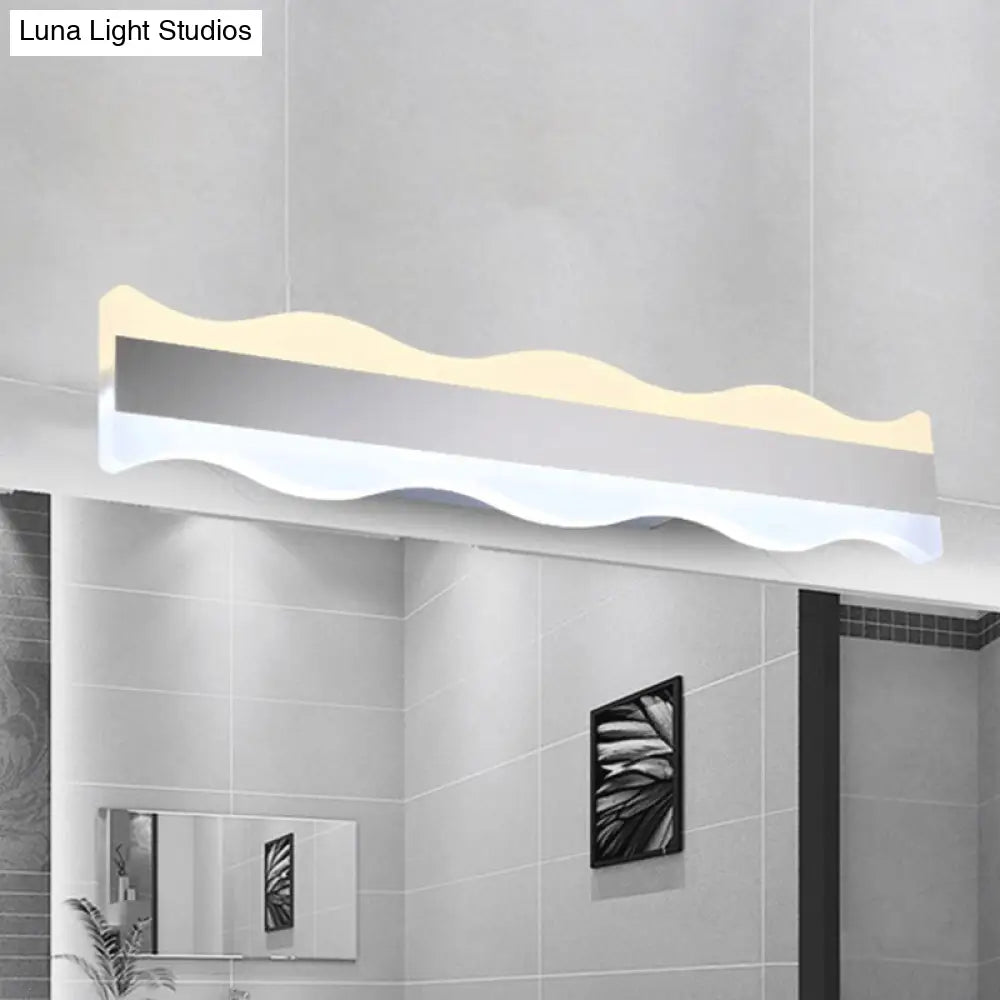 DecorBites™ Modern Acrylic Wave Vanity Lighting - LED 16"/20" Wide White Sconce Light Fixture - White/Warm Light