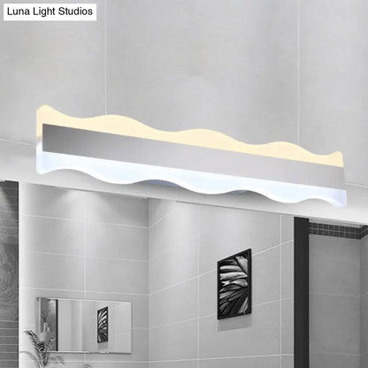 DecorBites™ Modern Acrylic Wave Vanity Lighting - LED 16"/20" Wide White Sconce Light Fixture - White/Warm Light