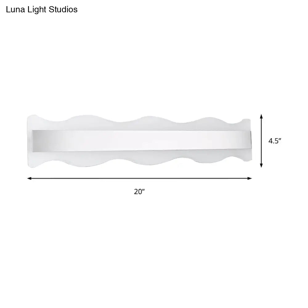 DecorBites™ Modern Acrylic Wave Vanity Lighting - LED 16"/20" Wide White Sconce Light Fixture - White/Warm Light