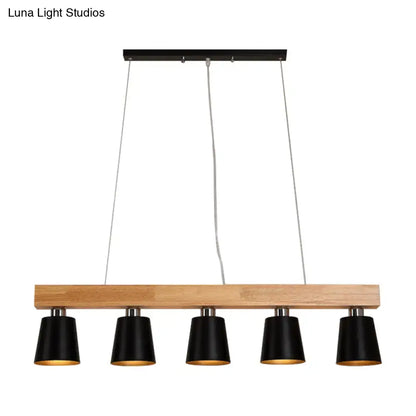 Modern adjustable cone pendant lamp bedroom wood island light
