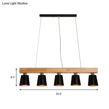 Modern adjustable cone pendant lamp bedroom wood island light