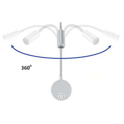 Modern adjustable gooseneck led bedside wall sconces bedroom reading lamp