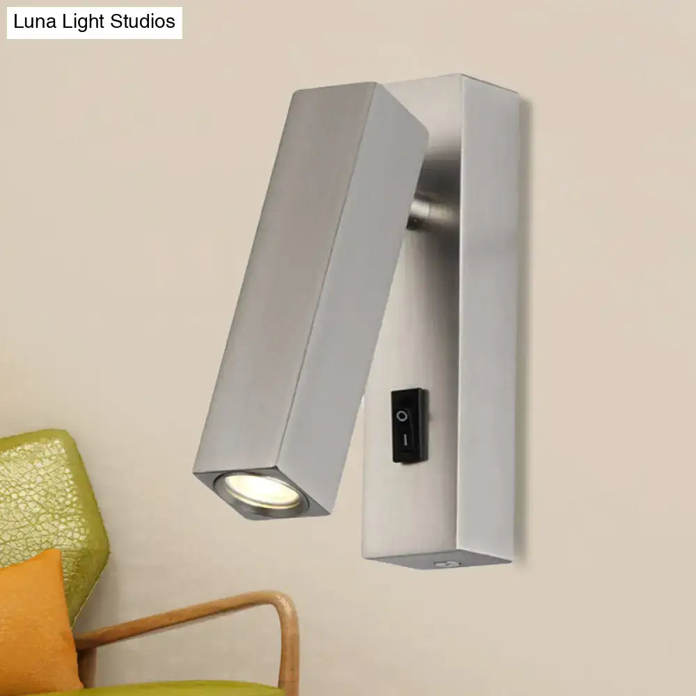 Modern adjustable silver white led reading lamp bedroom sconce