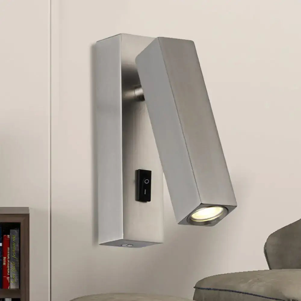 Modern adjustable silver white led reading lamp bedroom sconce