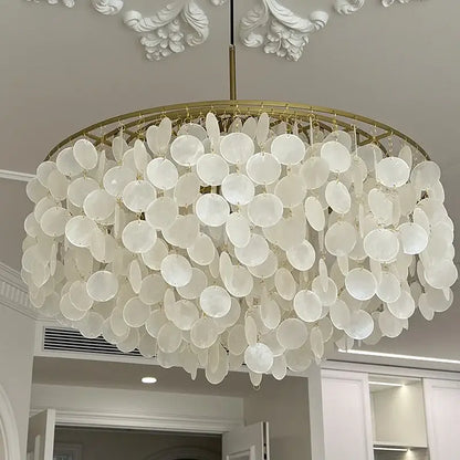 Modern aeolian bells shell chandelier living room pendant light