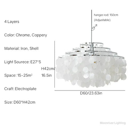 Modern aeolian bells shell chandelier living room pendant light