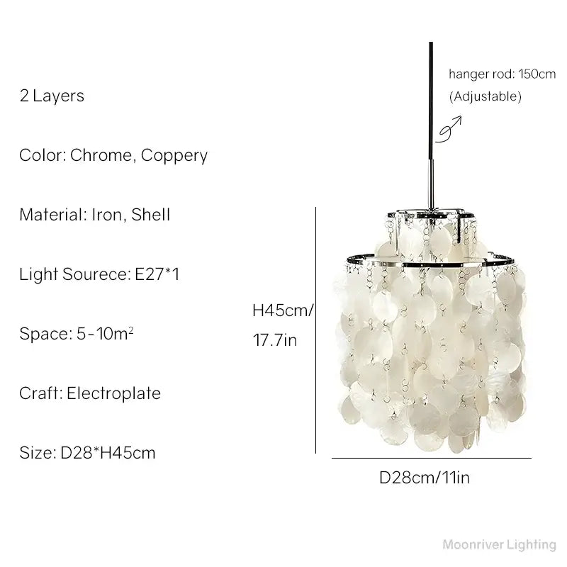 Modern aeolian bells shell chandelier living room pendant light