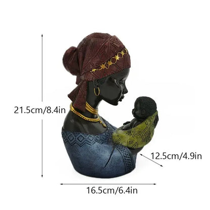 Modern african beauty figurines black and yellow living room decor