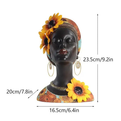Modern african beauty figurines black and yellow living room decor