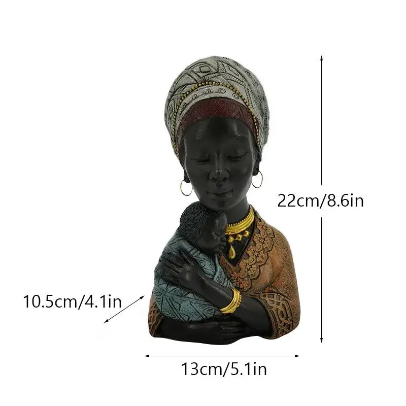 Modern african beauty figurines black and yellow living room decor