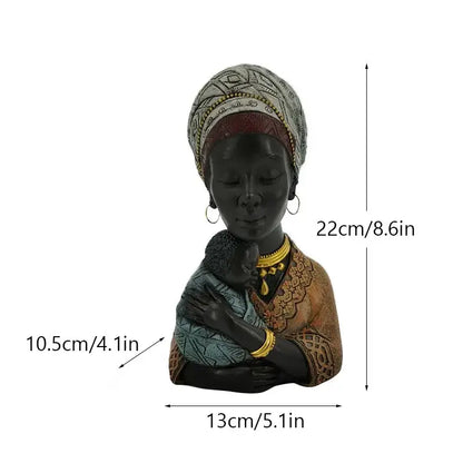 Modern african beauty figurines black and yellow living room decor