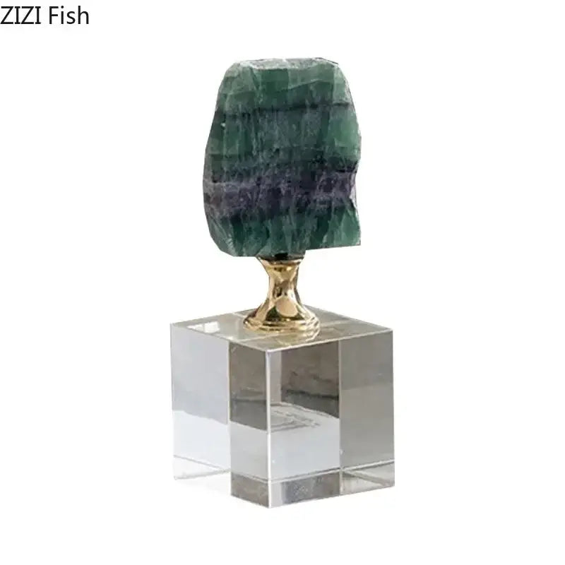 Modern agate crystal base ornaments living room gold decor art