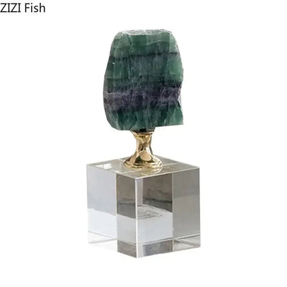 Modern agate crystal base ornaments living room gold decor art