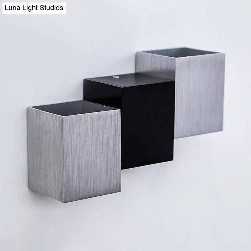 DecorBites™ Modern Aluminum LED Wall Sconce in Gray for Porch - Cubic Design, Warm/White Lighting