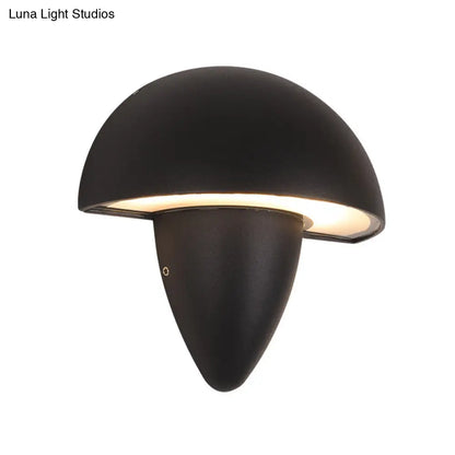 DecorBites™ Modern Aluminum Mushroom Design Wall Sconce LED Black Lamp for Porch, Warm/White Lighting