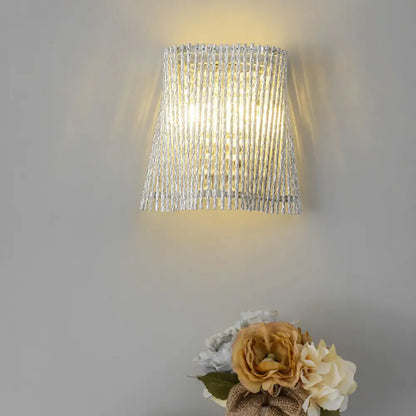 DecorBites™ Modern Aluminum Tapered Wall Lamp - 2-Light Chrome Wall Mount with Crystal Beaded Strand