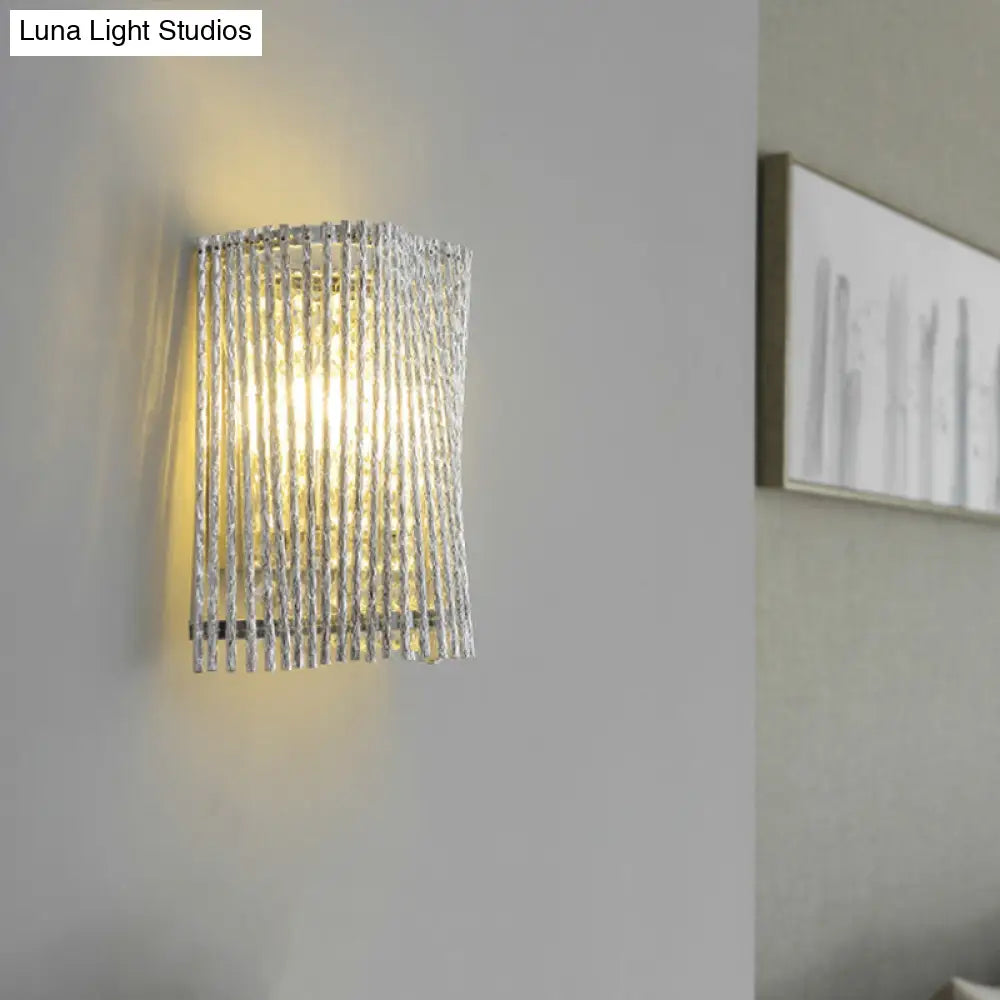 DecorBites™ Modern Aluminum Tapered Wall Lamp - 2-Light Chrome Wall Mount with Crystal Beaded Strand