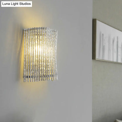 DecorBites™ Modern Aluminum Tapered Wall Lamp - 2-Light Chrome Wall Mount with Crystal Beaded Strand