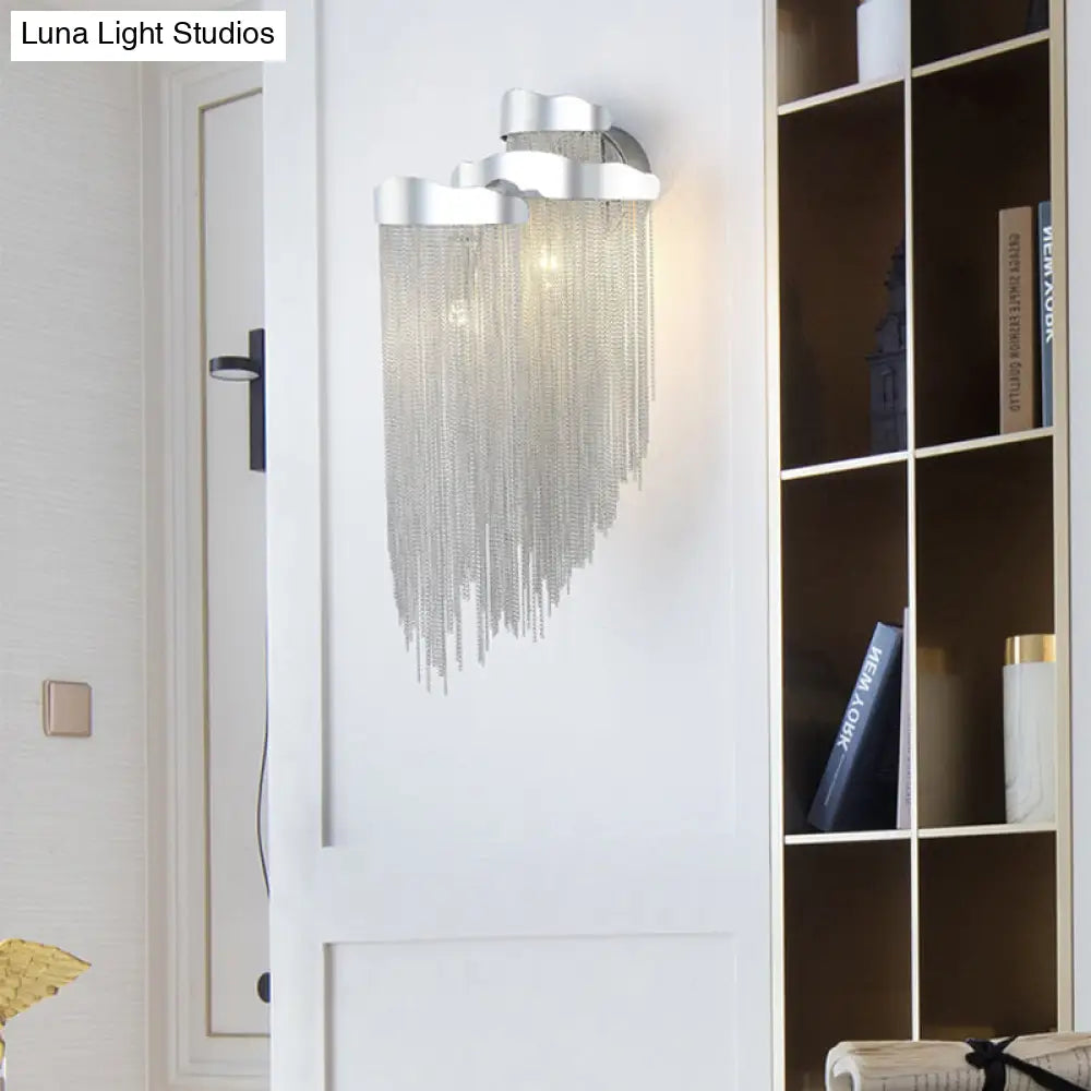 DecorBites™ Modern Aluminum Tassel Wall Sconce with 3 Lighting Options in Silver/Gold for Bedside