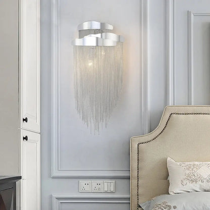 DecorBites™ Modern Aluminum Tassel Wall Sconce with 3 Lighting Options in Silver/Gold for Bedside