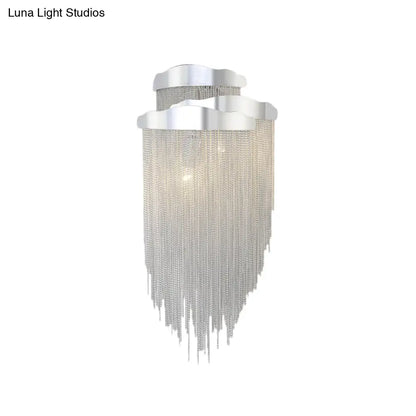 DecorBites™ Modern Aluminum Tassel Wall Sconce with 3 Lighting Options in Silver/Gold for Bedside