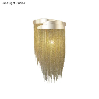 DecorBites™ Modern Aluminum Tassel Wall Sconce with 3 Lighting Options in Silver/Gold for Bedside