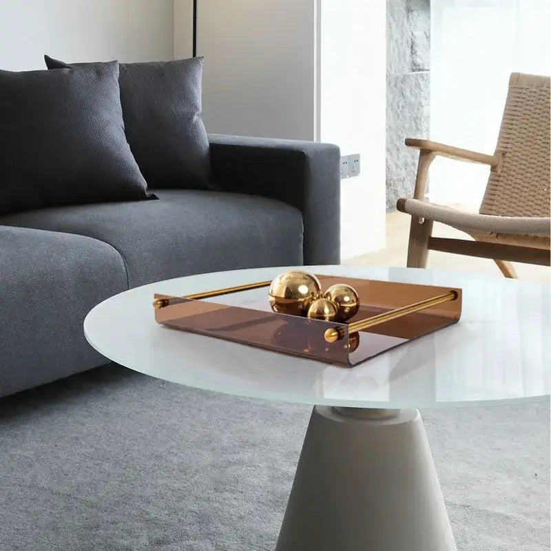 Modern amber acrylic fruit plate tray dining room brass handles
